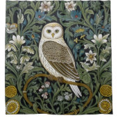 ホワイトフクロウアールヌーボースタイル シャワーカーテン (正面)