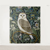 ホワイトフクロウアールヌーボースタイル タペストリー (正面)