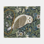 ホワイトフクロウアールヌーボースタイル フリースブランケット (正面(横))