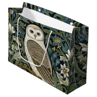 ホワイトフクロウアールヌーボースタイル ラージペーパーバッグ