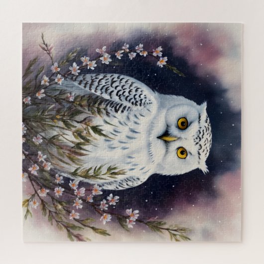 ホワイトフクロウフローラナイトポートレート ジグソーパズル (横)