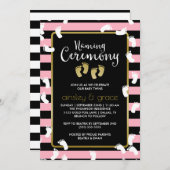 ホワイトフットプリント ピンクツインズ ネーミングセレモニー 招待状 (正面/裏面)