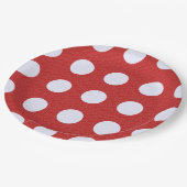 ホワイトフラクタル水玉模様レッドフラクタル背景 ペーパープレート (アングル)