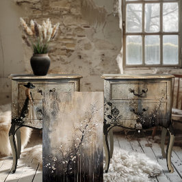 ホワイトフラッズツリーブランチ抽象芸術ムーディ 薄葉紙