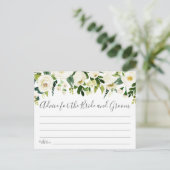 ホワイトフラワーとグリーンの結婚アドバイスカード ポストカード (スタンド正面)