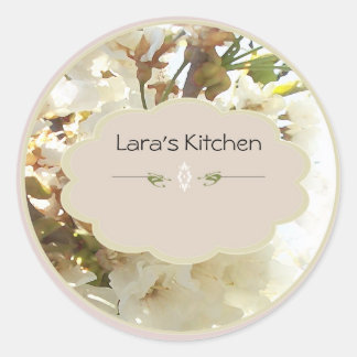 ホワイトフラワーのスパイスジャーのjarラベル ラウンドシール