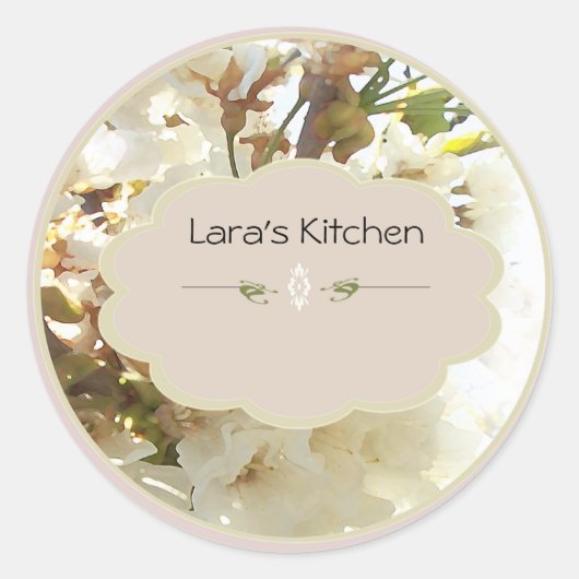 ホワイトフラワーのスパイスジャーのjarラベル ラウンドシール (正面)