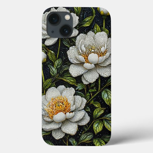 ホワイトフラワーの上品な花柄デザイン Case-Mate iPhoneケース (裏面)