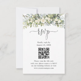 ホワイトフラワーの結婚式ウェブサイトQRコードRSVP 出欠カード