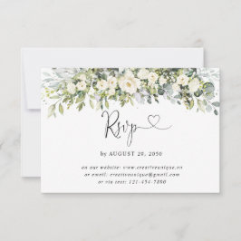 ホワイトフラワーの結婚式オンラインRSVPカード 出欠カード