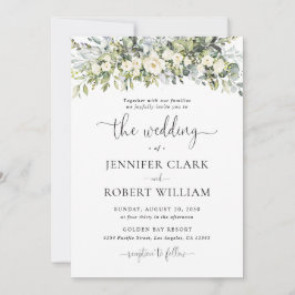 ホワイトフラワーの結婚式招待状 招待状