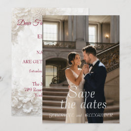 ホワイトフラワーの結婚式 | エレガントな写真付きSave The Date セーブザデート