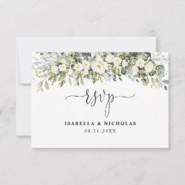 ホワイトフラワーの結婚式RSVPカード 出欠カード