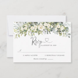 ホワイトフラワーの結婚式RSVPカード 出欠カード