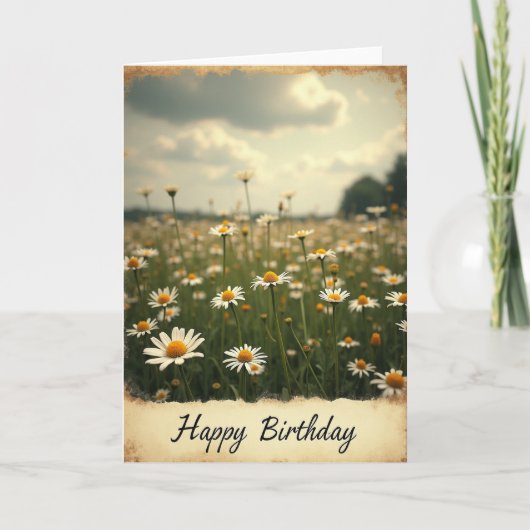 ホワイトフラワーの誕生日カード カード (正面)