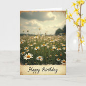 ホワイトフラワーの誕生日カード カード (黄色い花)