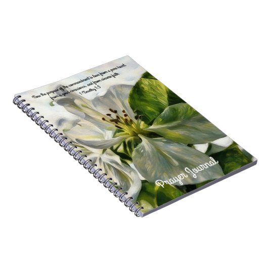 ホワイトフラワーアート祈りの言葉ジャーナル聖書聖句 ノートブック (右側)
