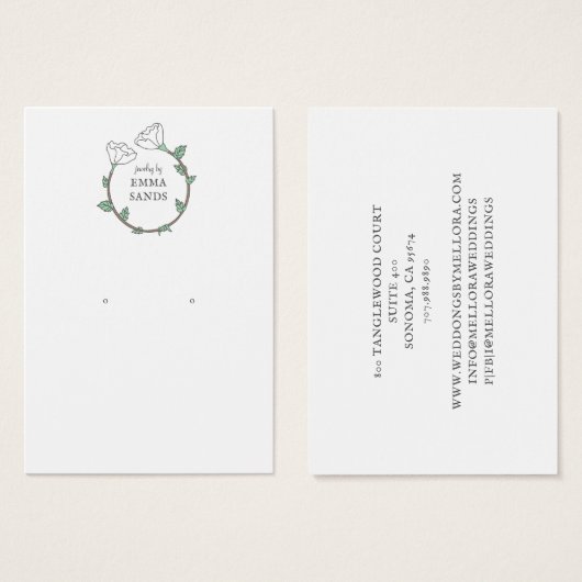 ホワイトフラワーイヤリングジュエリー表示カード (正面&裏面)