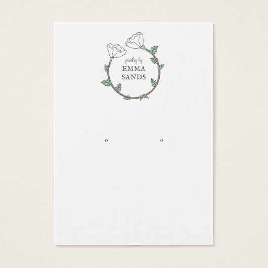 ホワイトフラワーイヤリングジュエリー表示カード (正面)