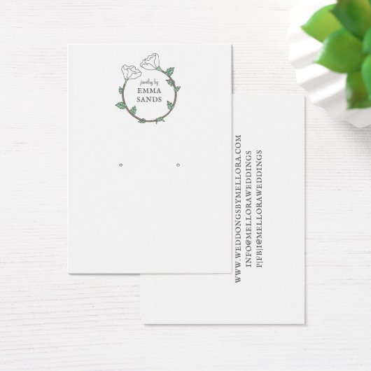 ホワイトフラワーイヤリングジュエリー表示カード (デスク)