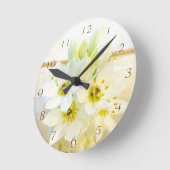 ホワイトフラワーウォールクロック ラウンド壁時計 (傾斜)