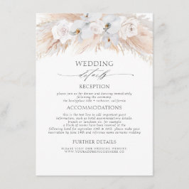 ホワイトフラワーエキゾチックパンパスグラス結婚ズ詳細 エンクロージャーカード