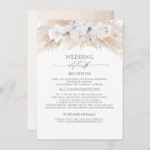ホワイトフラワーエキゾチックパンパスグラス結婚ズ詳細 エンクロージャーカード (正面/裏面)