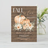 ホワイトフラワーカボチャ秋インラブ婚約パーティ 招待状 (スタンド正面)