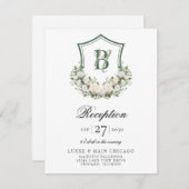 ホワイトフラワークレストウェディングレセプション エンクロージャーカード (正面/裏面)