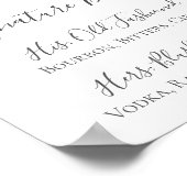 ホワイトフラワーグリーンのシグネチャードリンクカクテルサイン ポスター (角)