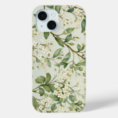 ホワイトフラワーグリーンウォーターカラー Case-Mate iPhoneケース (裏面)