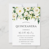 ホワイトフラワーグリーンエレガントキンセアニェラ 招待状 (正面)