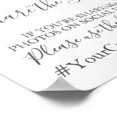 ホワイトフラワーグリーン結婚ズのハッシュタグのサイン共有ラブ ポスター (角)