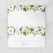 ホワイトフラワーグリーン結婚ズ折り畳み座席表 プレイスカード (外部開封)