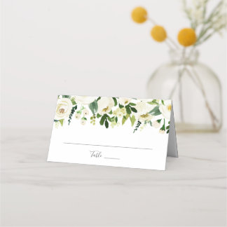 ホワイトフラワーグリーン結婚ズ折り畳み座席表 プレイスカード