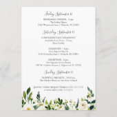 ホワイトフラワーグリーン結婚リーズホテルウェルカムカード プログラム (裏面)