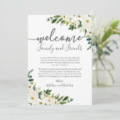 ホワイトフラワーグリーン結婚リーズホテルウェルカムカード プログラム (スタンド正面)