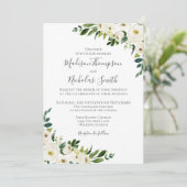 ホワイトフラワーグリーン結婚式招待状カード 招待状 (スタンド正面)