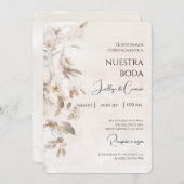 ホワイトフラワースペインの結婚式招待状 招待状 (正面/裏面)
