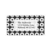 ホワイトフラワーズオン深いグレー差出人住所ラベル ラベル (正面)