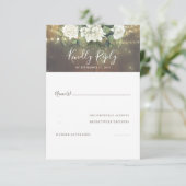 ホワイトフラワーズカントリー素朴ウェディングRSVP 出欠カード (スタンド正面)