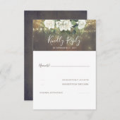 ホワイトフラワーズカントリー素朴ウェディングRSVP 出欠カード (正面/裏面)