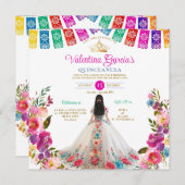 ホワイトフラワーズキンセアニラ15アノス誕生日 招待状 (正面/裏面)