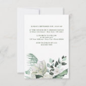 ホワイトフラワーズグリーナリーブーケバプテスマ招待状 招待状 (裏面)