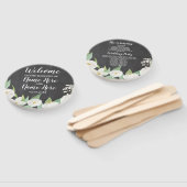 ホワイトフラワーズチョークフローラ結婚式 プログラムファン ハンドファン (組立なし)