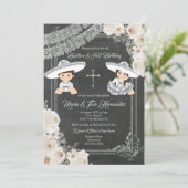 ホワイトフラワーズバプティスマンド誕生日フィエスタツイン   招待状 (スタンド正面)