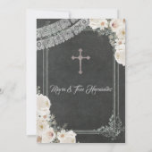 ホワイトフラワーズバプティスマンド誕生日フィエスタツイン   招待状 (裏面)