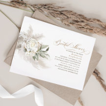 ホワイトフラワーズパンパスグラスグリーンブライダルシャワー