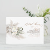 ホワイトフラワーズパンパスグラスグリーンブライダルシャワー 招待状 (スタンド正面)