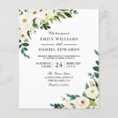 ホワイトフラワーズビューティフルバジェット結婚式招待状 (正面)